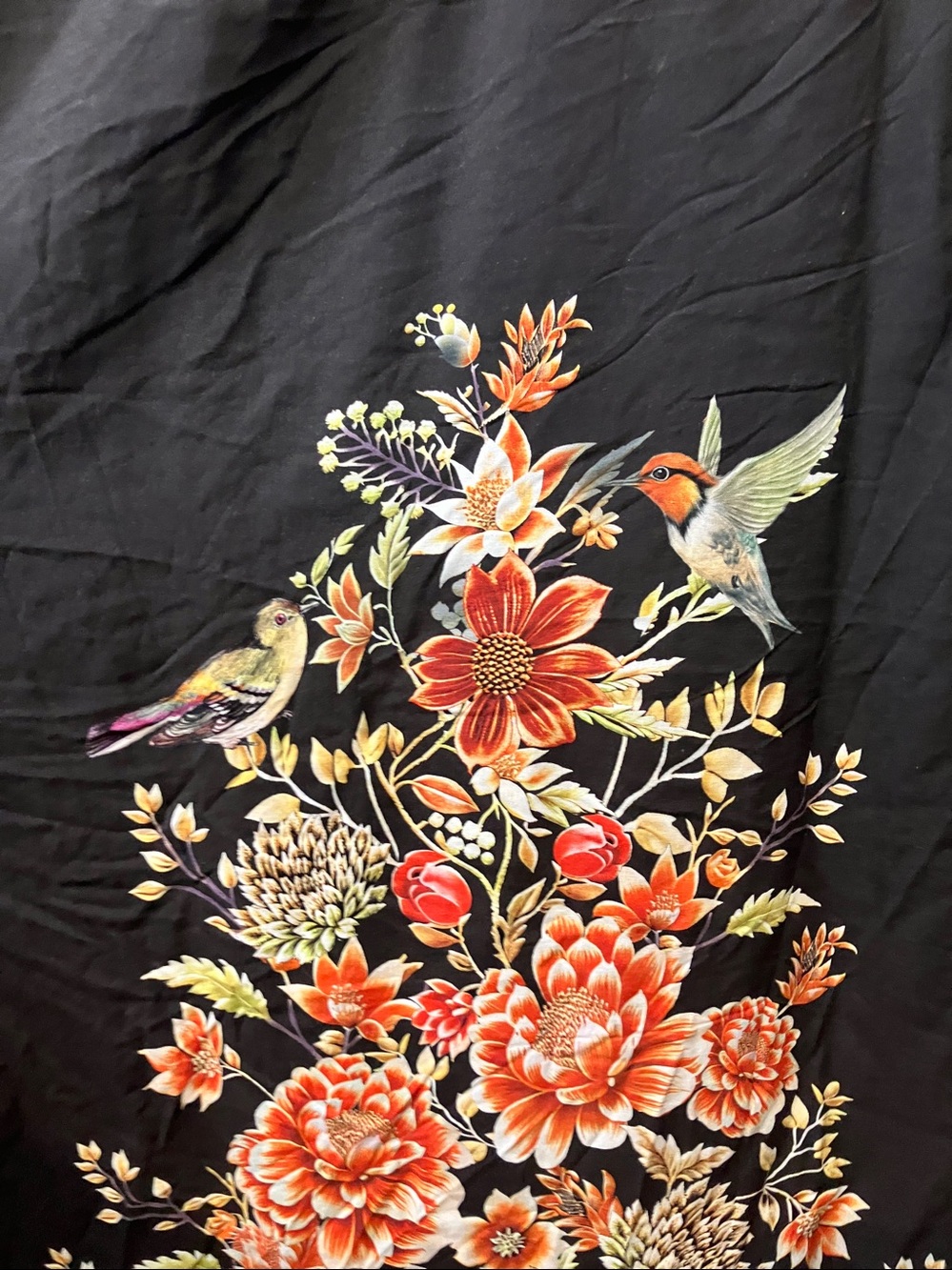 BloomChic Black Midi Dress with Coral and Cream Floral Print - Picture 4 of 5